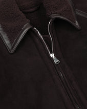 Martin shearling suede bomber jacket. Brown - Caffè
