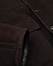 Benjamin shearling suede double-breasted peacoat. Brown - Caffè