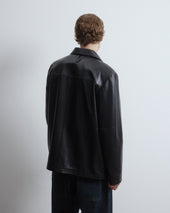 Luke work jacket in nappa leather, lined - Black