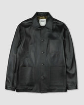 Luke work jacket in nappa leather, lined - Black