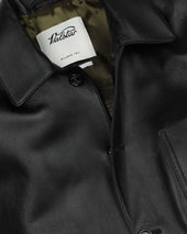 Luke work jacket in nappa leather, lined - Black