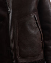 Corbun waxed shearling suede flight jacket. - Testa di moro