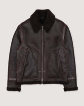 Corbun waxed shearling suede flight jacket. - Testa di moro