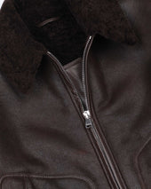 Corbun waxed shearling suede flight jacket. - Testa di moro