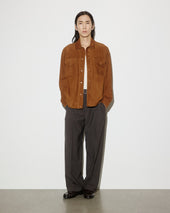 Blackey overshirt jacket in suede leather, unlined. Brown - Sandal