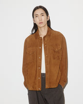 Blackey overshirt jacket in suede leather, unlined. Brown - Sandal