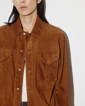 Blackey overshirt jacket in suede leather, unlined. Brown - Sandal