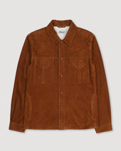 Blackey overshirt jacket in suede leather, unlined. Brown - Sandal