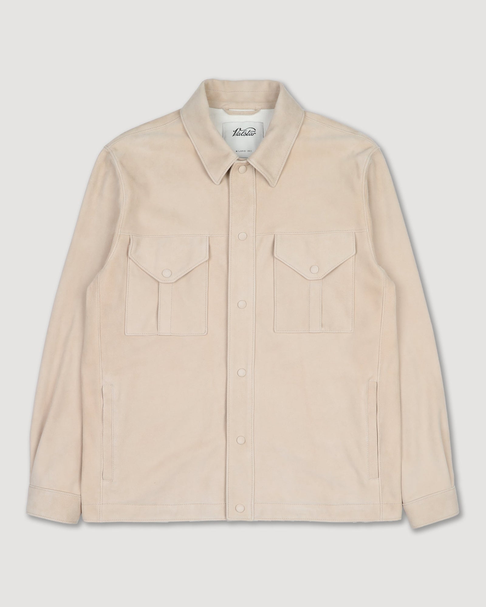 Blackey Overshirt Jacket In Suede Leather Unlined Beige Sisal