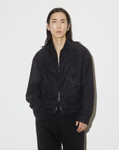 Stan Bomber jacket in suede leather, unlined. Blue - Dark blue