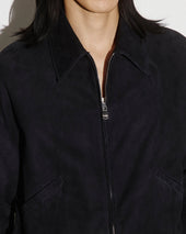 Stan Bomber jacket in suede leather, unlined. Blue - Dark blue