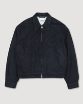 Stan Bomber jacket in suede leather, unlined. Blue - Dark blue