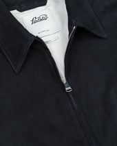 Stan Bomber jacket in suede leather, unlined. Blue - Dark blue