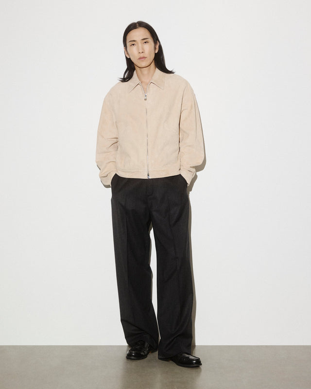 Stan Bomber jacket in suede leather, unlined. Orange - Ruggine