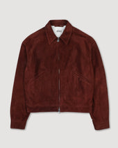 Stan Bomber jacket in suede leather, unlined. Orange - Ruggine