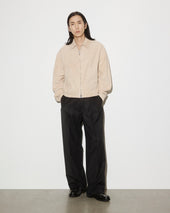 Stan Bomber jacket in suede leather, unlined. Beige - Sisal