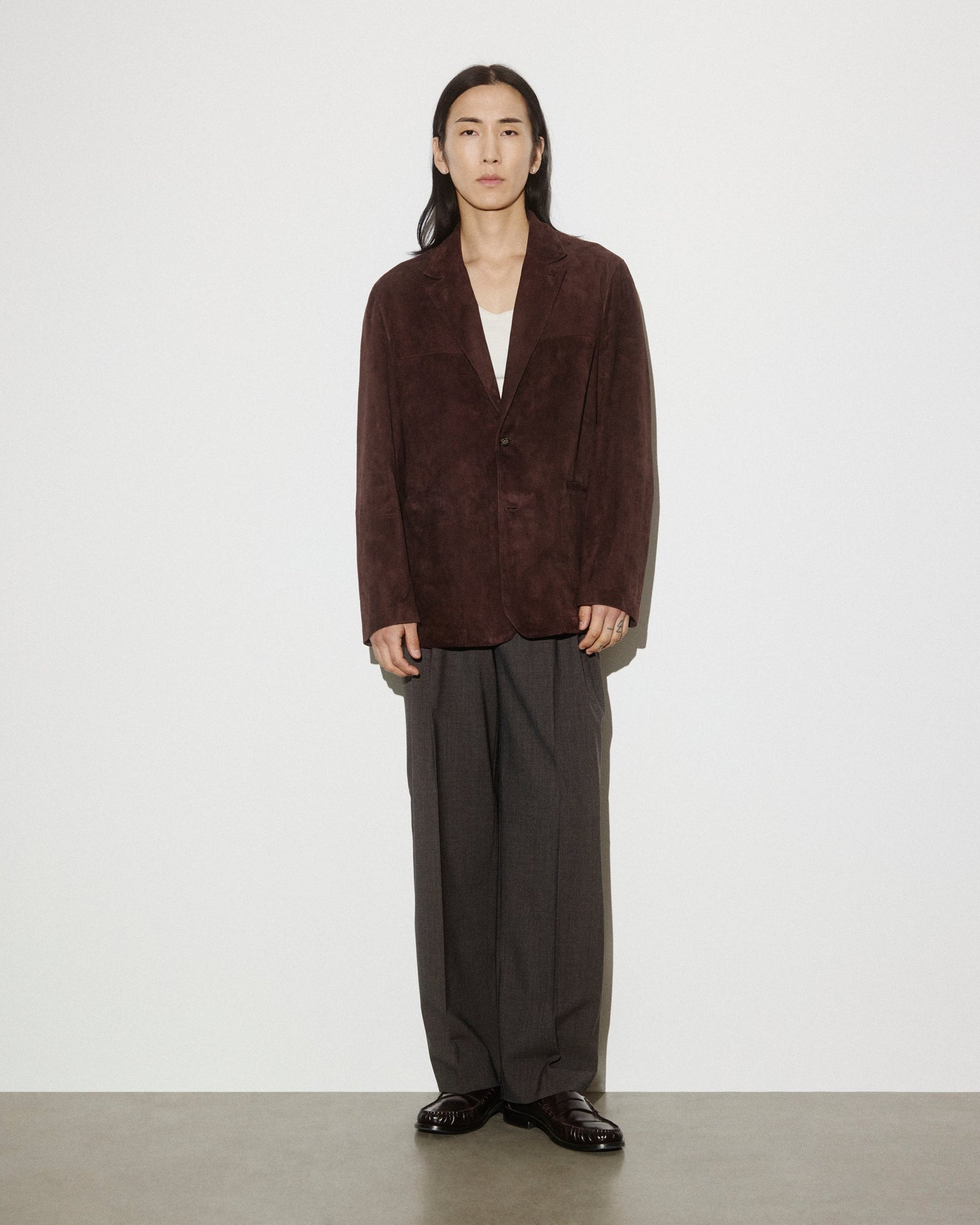 Miller Blazer In Suede Leather Unlined Caff