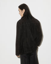Miller blazer in suede leather, unlined - Black