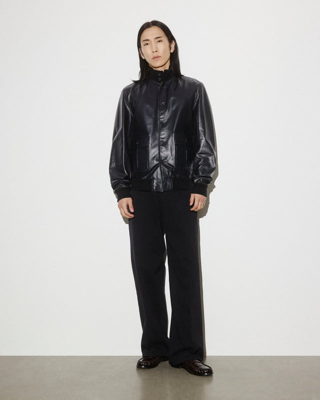 Unlined Valstarino jacket in nappa leather. Blue - Navy