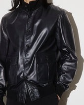 Unlined Valstarino jacket in nappa leather. Blue - Navy