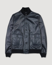 Unlined Valstarino jacket in nappa leather. Blue - Navy