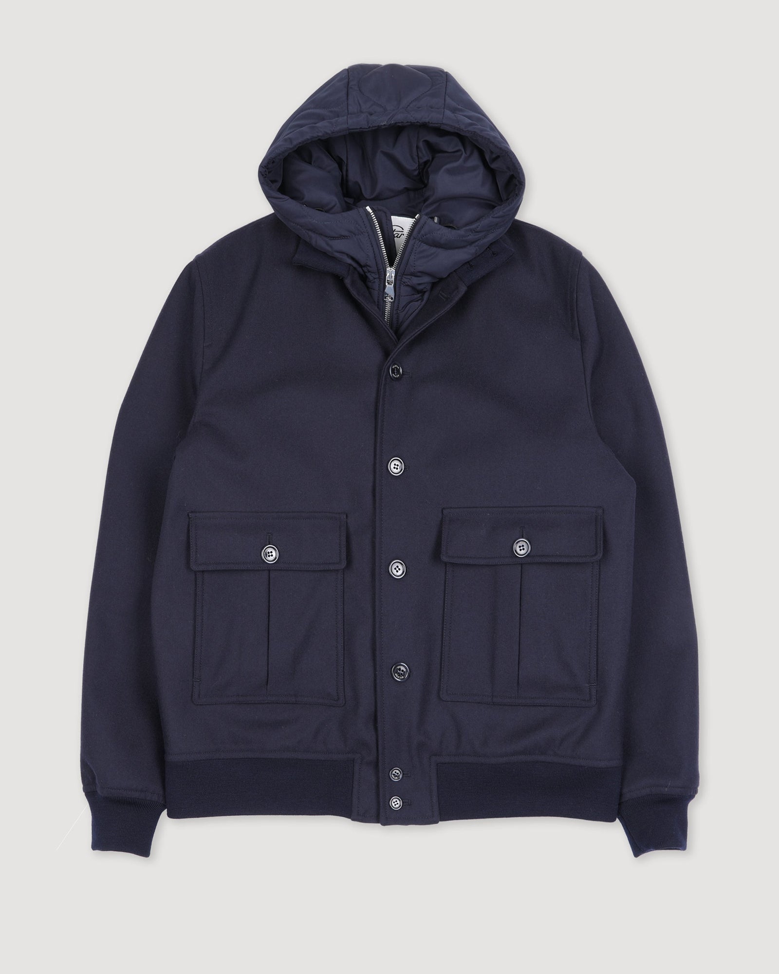Valstarino Jacket In Water Repellent Wool Flannel With A Detachable Inner Gilet Blue