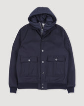Valstarino jacket in water-repellent wool flannel with a detachable inner gilet. Blue - Navy