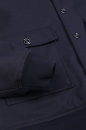Valstarino jacket in water-repellent wool flannel with a detachable inner gilet. Blue - Navy
