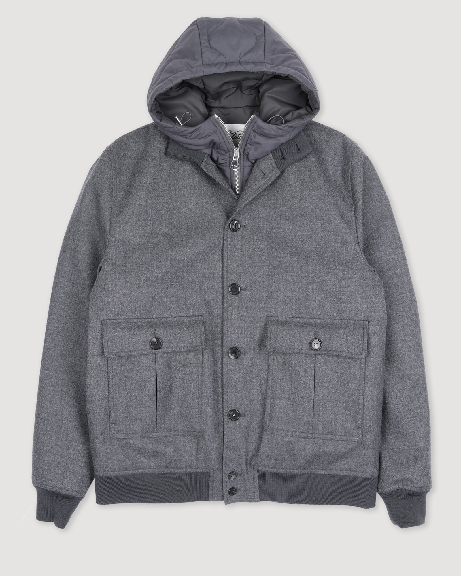 Valstarino Jacket In Water Repellent Wool Flannel With A Detachable Inner Gilet Grey Dark Grey