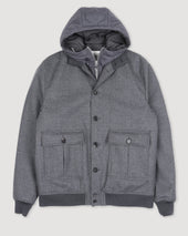 Valstarino jacket in water-repellent wool flannel with a detachable inner gilet. Grey - Dark grey