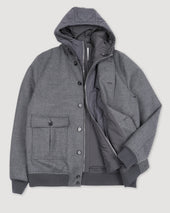Valstarino jacket in water-repellent wool flannel with a detachable inner gilet. Grey - Dark grey