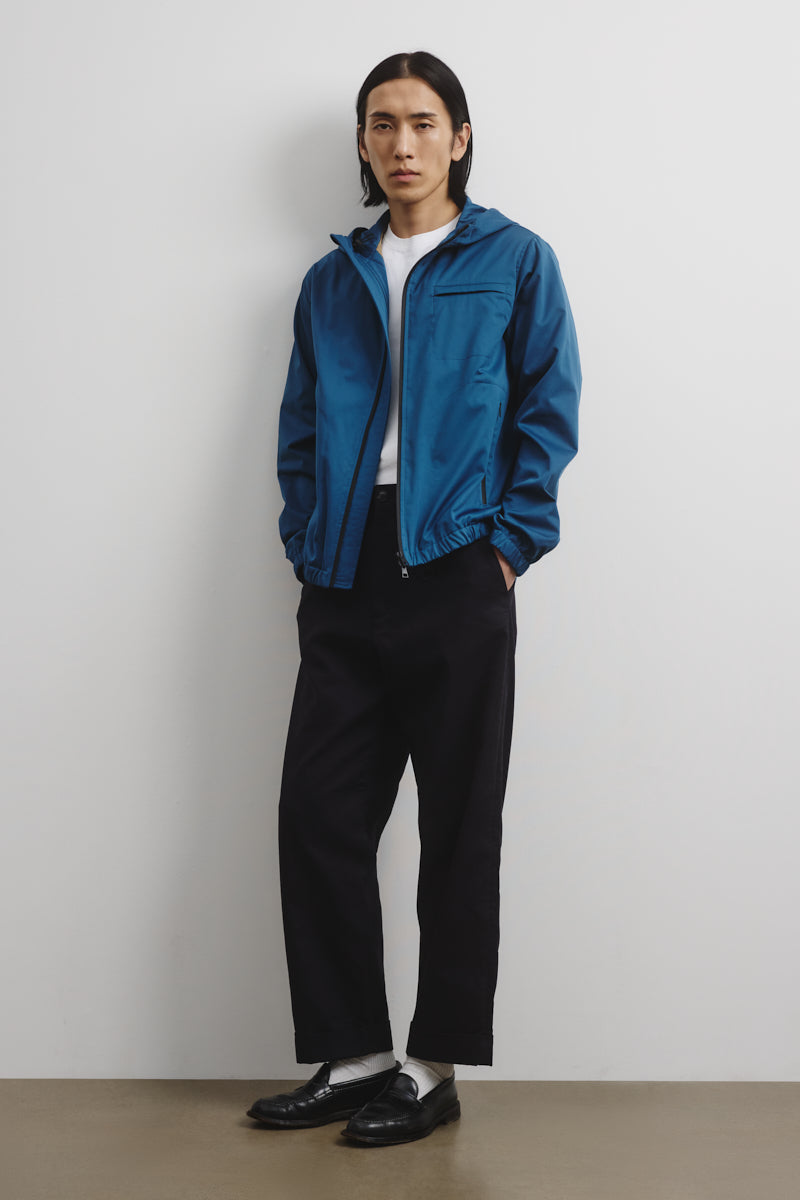 Hooded Zip Jacket In 2 Layer Bonded Techno Fabric Lined Ottanio