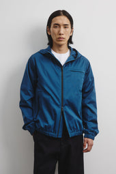 Hooded zip jacket in 2 layer bonded techno fabric. Lined. Blue - Ottanio
