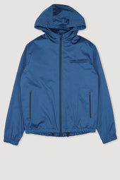 Hooded zip jacket in 2 layer bonded techno fabric. Lined. Blue - Ottanio