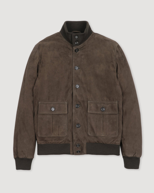 Goose down padded Valstarino in suede leather with back loop. Green - Muschio