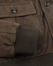Goose down padded Valstarino in suede leather with back loop. Green - Muschio