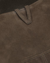Goose down padded Valstarino in suede leather with back loop. Green - Muschio