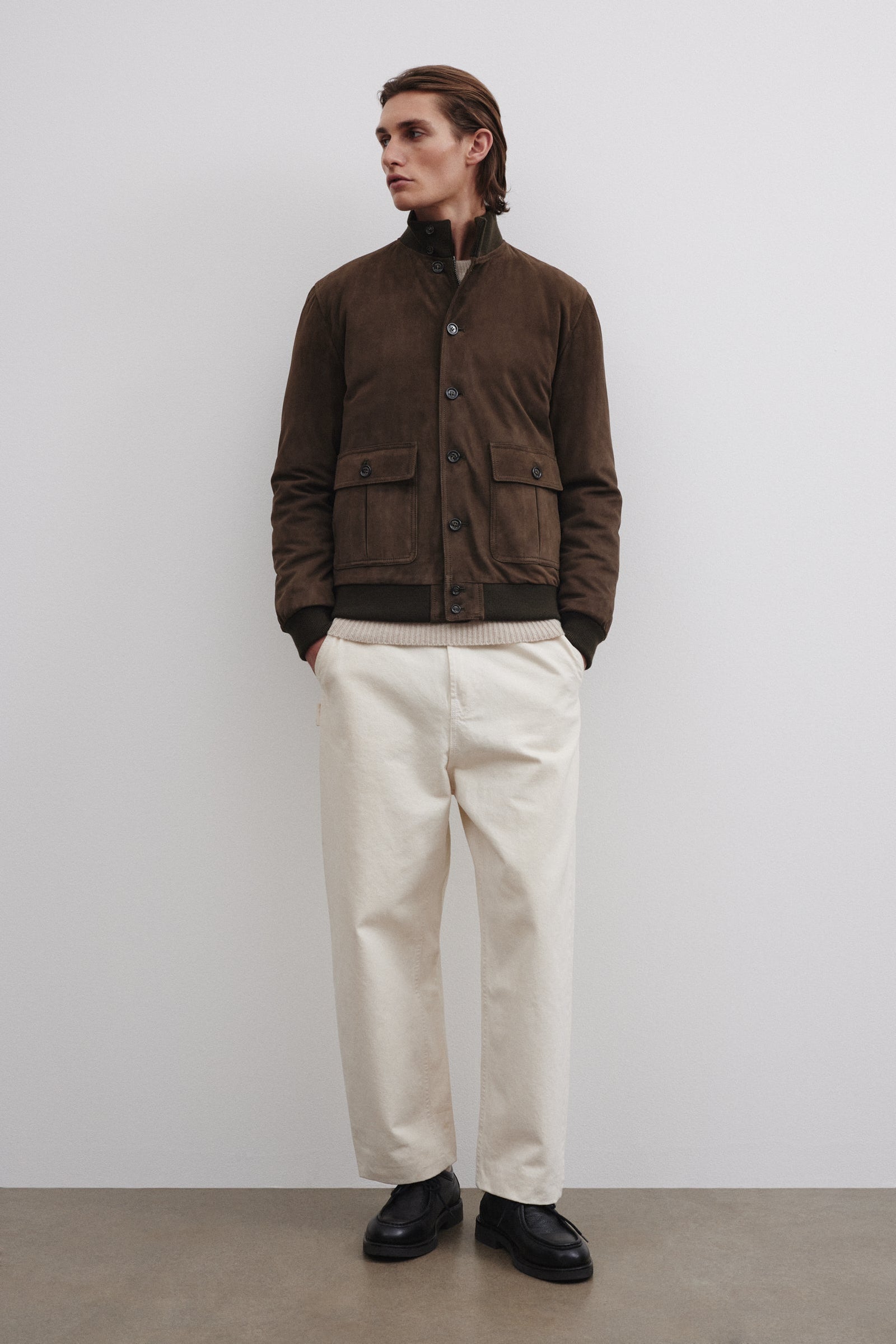 Goose Down Padded Valstarino In Suede Leather Green Muschio