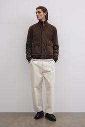 Goose down padded Valstarino in suede leather. Green - Muschio
