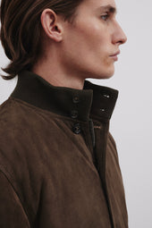 Goose down padded Valstarino in suede leather. Green - Muschio