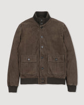 Goose down padded Valstarino in suede leather. Green - Muschio