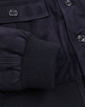Goose down padded Valstarino in suede leather with back loop. Blue - Dark blue