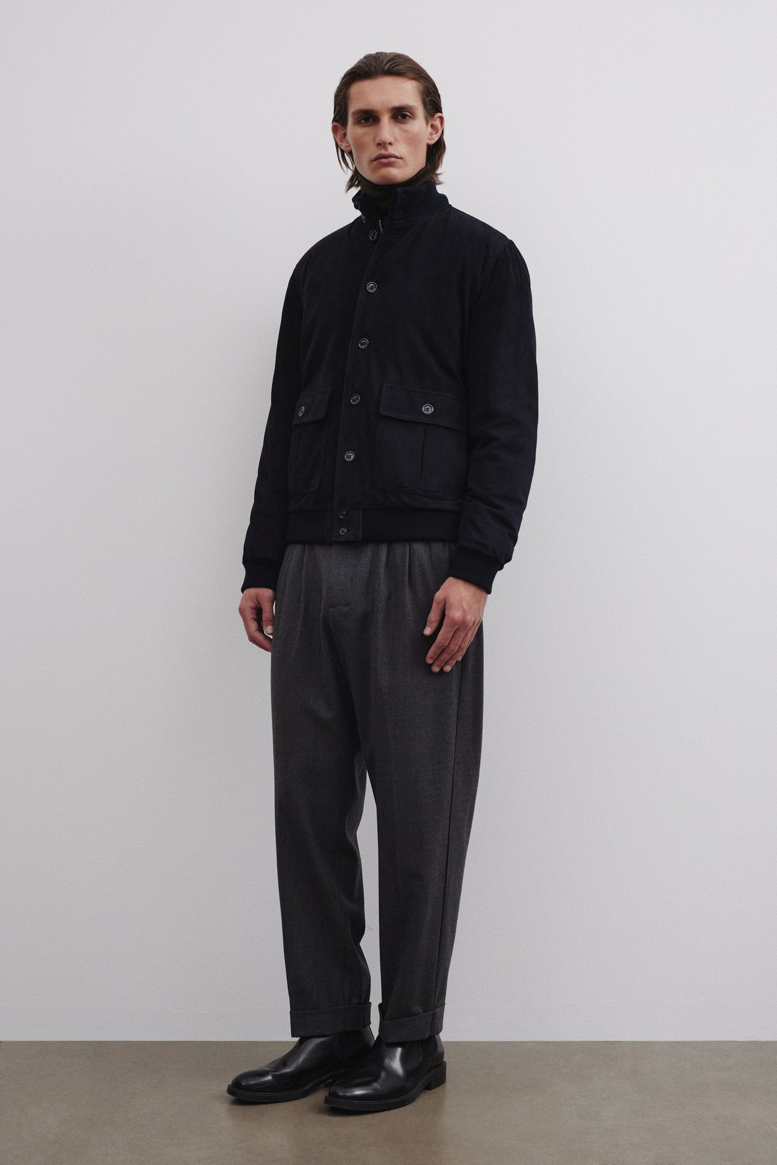 Goose Down Padded Valstarino In Suede Leather Dark Blue