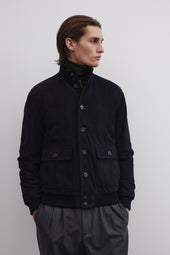 Goose down padded Valstarino in suede leather - Dark blue