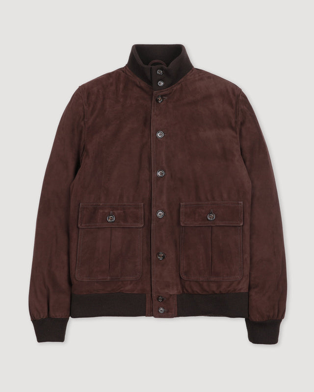 Goose down padded Valstarino in suede leather with back loop. Brown - Caffè