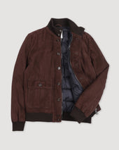 Goose down padded Valstarino in suede leather with back loop. Brown - Caffè