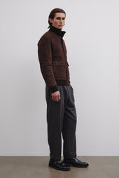 Goose down padded Valstarino in suede leather. Brown - Caffè