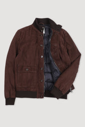 Goose down padded Valstarino in suede leather. Brown - Caffè