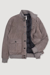 Goose down padded Valstarino in suede leather. Grey - Roccia