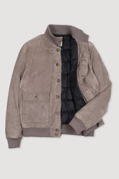 Goose down padded Valstarino in suede leather. Grey - Metal